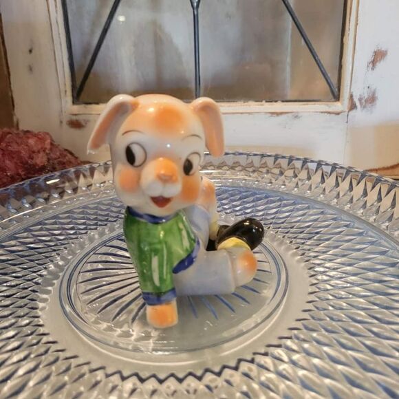 Vintage 1950's Anthropomorphic Pig Boy Handpainted Ceramic Figurine - Japan - Picture 11 of 11